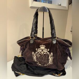 Juicy Couture Brown Vintage Velour Once Upon A Time HandBag, Preowned